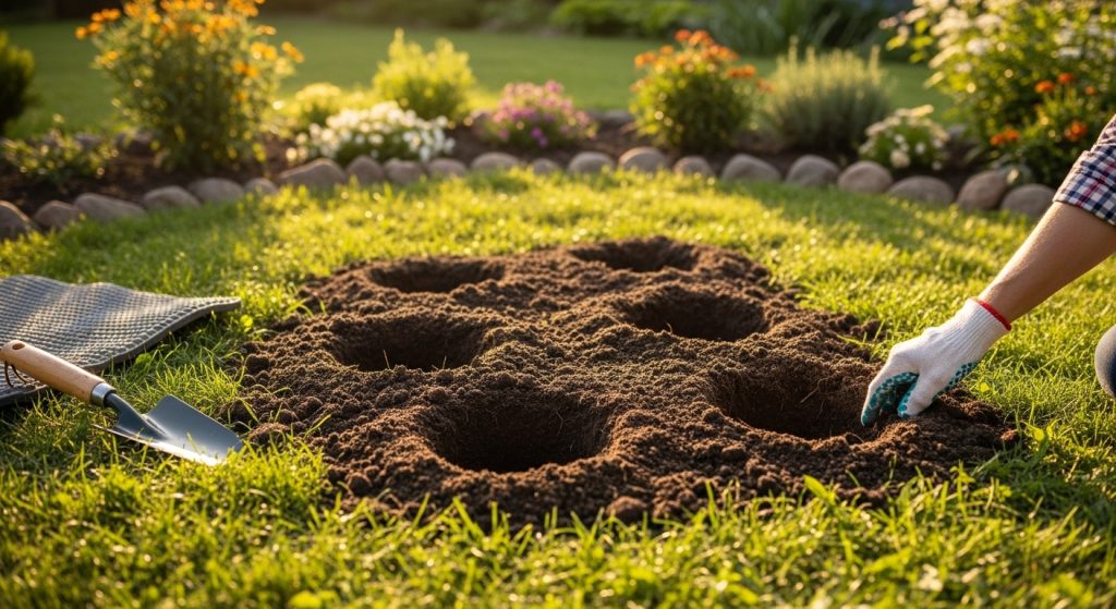 Trous dans le jardin sans monticule : que faire ?