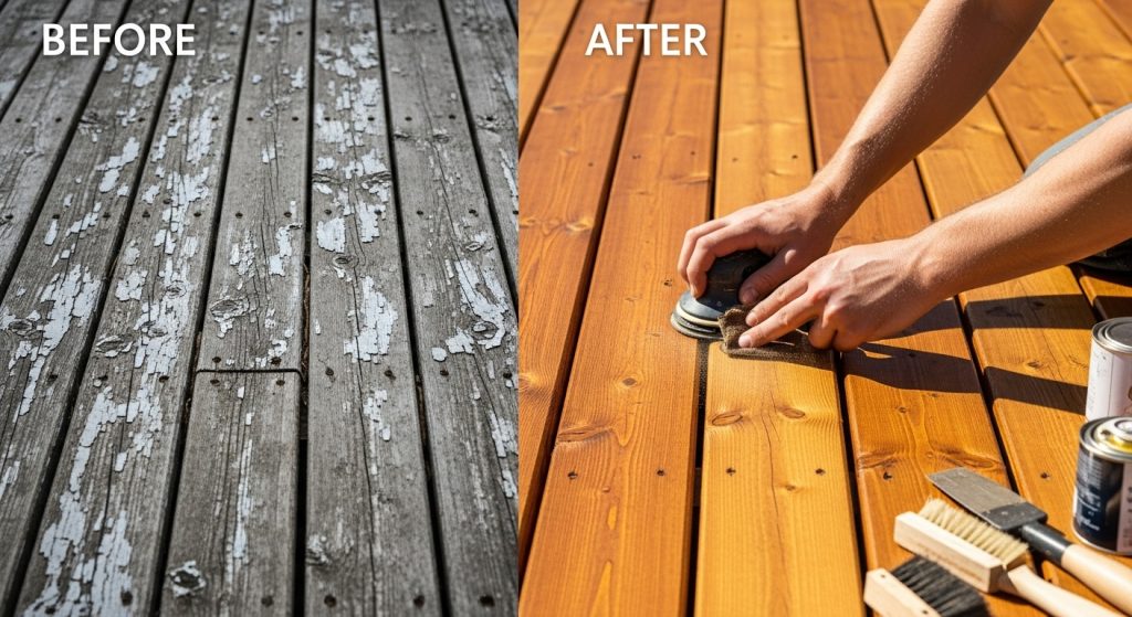 Comment rénover une vieille terrasse en bois abîmée